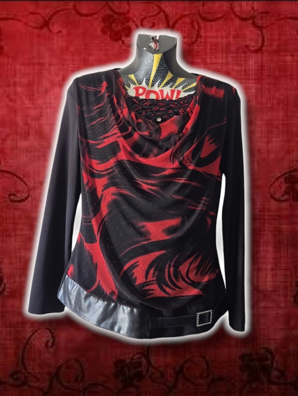 Vintage Y2K Maximalist Boho Soft Goth Glam Sheer Faux Leather Top